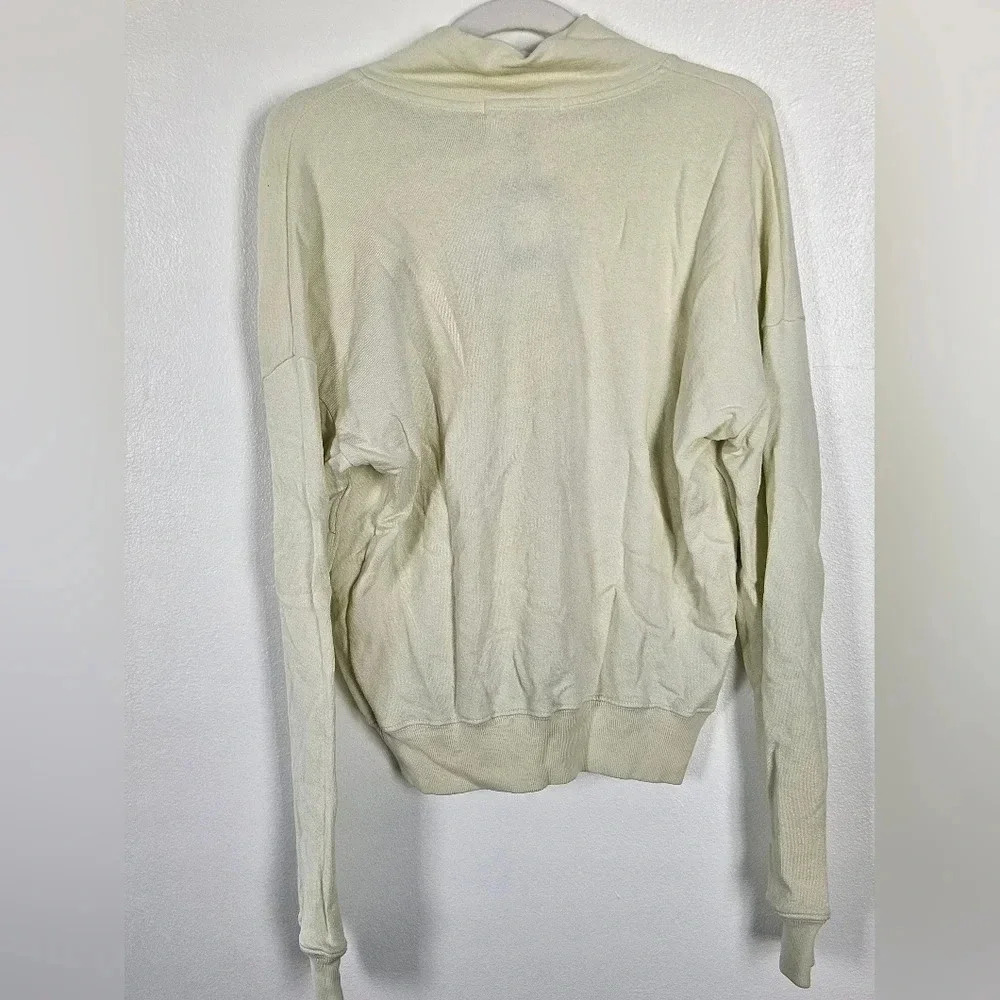 Sin sweatshirt in chartreuse neck tie closure size small raw hem neckline NWT - Picture 3 of 4